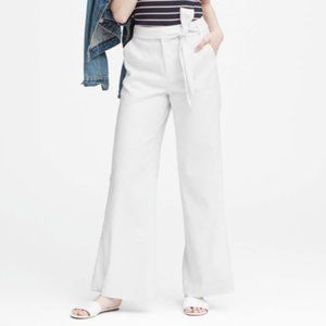 NWOT BR High-Rise Wide-Leg White Linen Pant 4